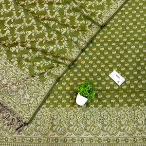 Mehendi Resham Cotton Silk Banarasi Suit