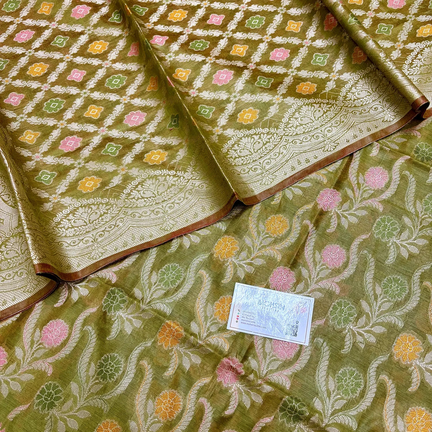 Mehendi Yoga Jaal Meena Cotton Silk Banarasi Suit