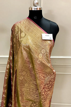 Mehendi Zari Banarasi Silk Saree