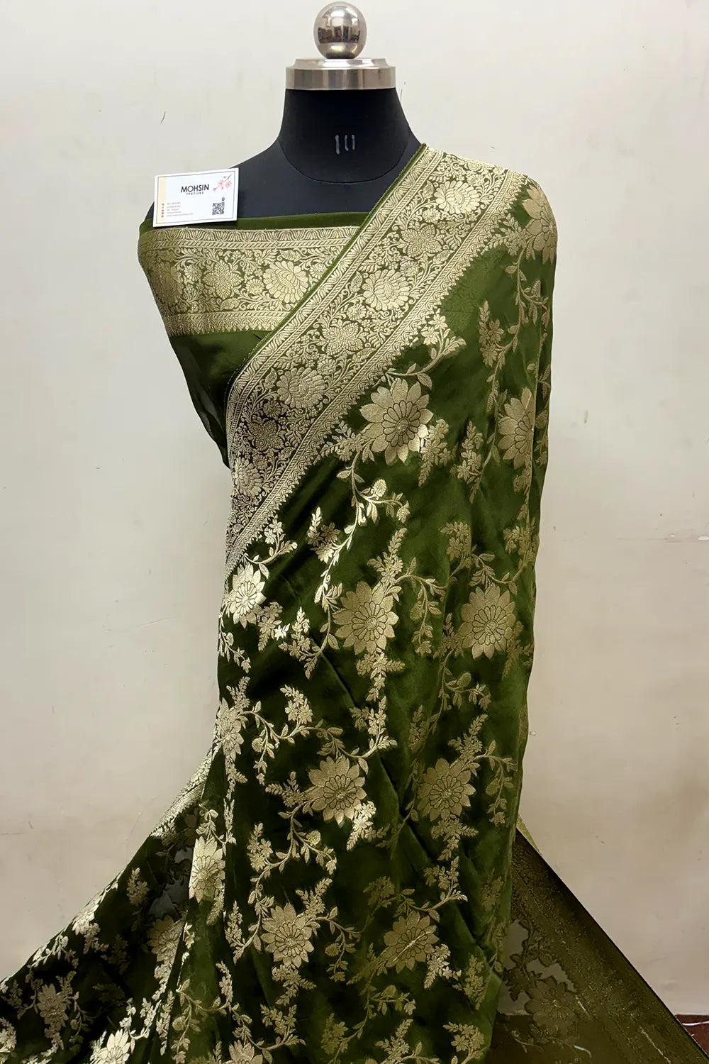 Mehendi Zari Georgette Silk Banarasi Saree