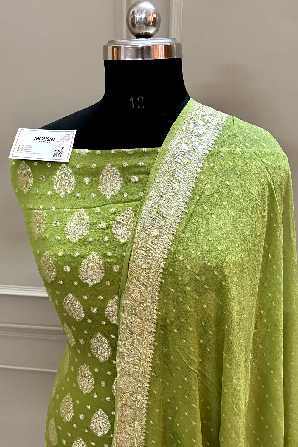 Mehendi Zari Pure Georgette Silk Banarasi Suit