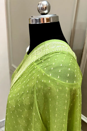 Mehendi Zari Pure Georgette Silk Banarasi Suit