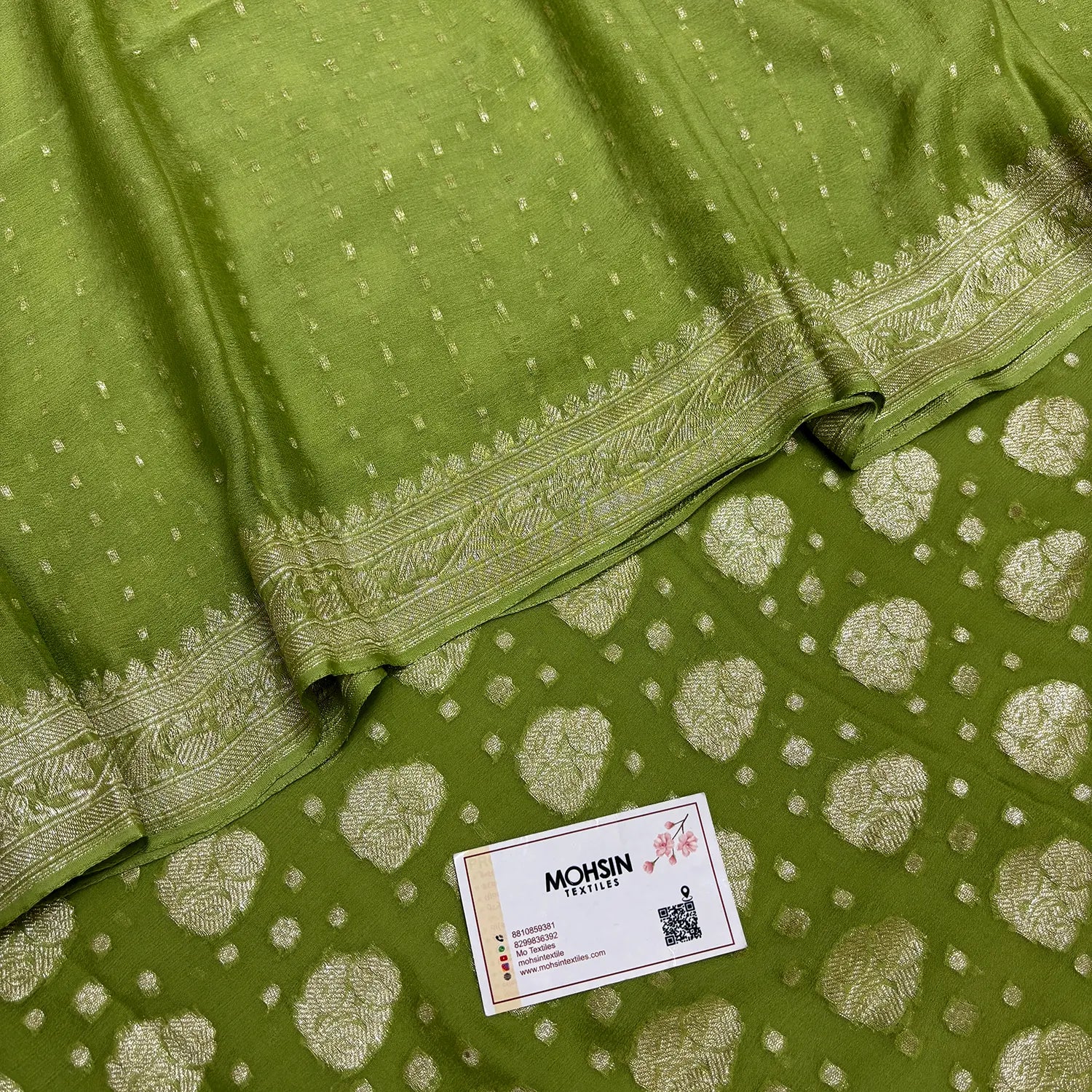 Mehendi Zari Pure Georgette Silk Banarasi Suit
