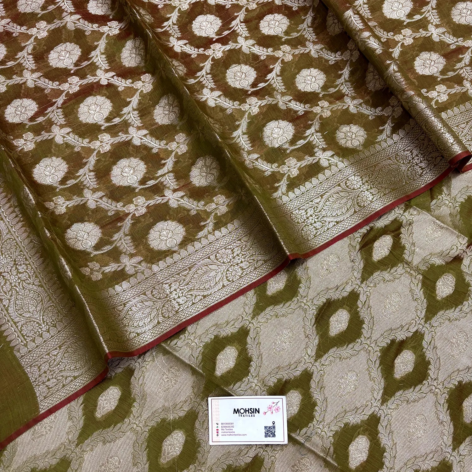 Mehendi Zari Banarasi Silk Suit