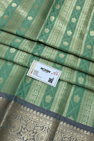 Mint and Baby Pink Tissue Silk Banarasi Saree