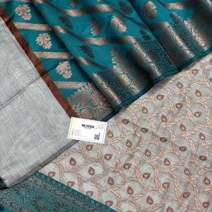 Mint and Teal Patti Jaal Banarasi Silk Suit