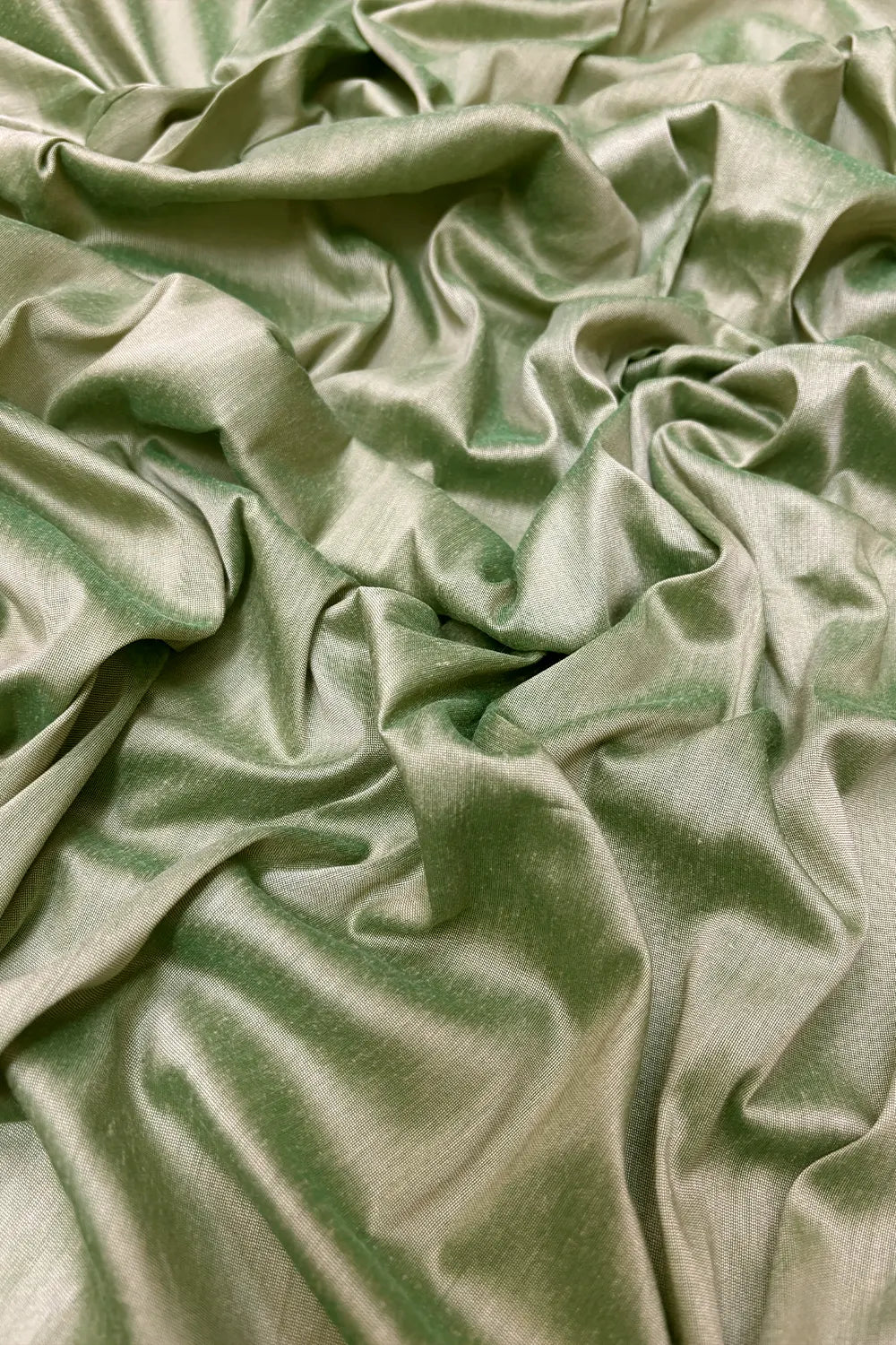 Mint Green Plain Cotton Silk Banarasi Fabric