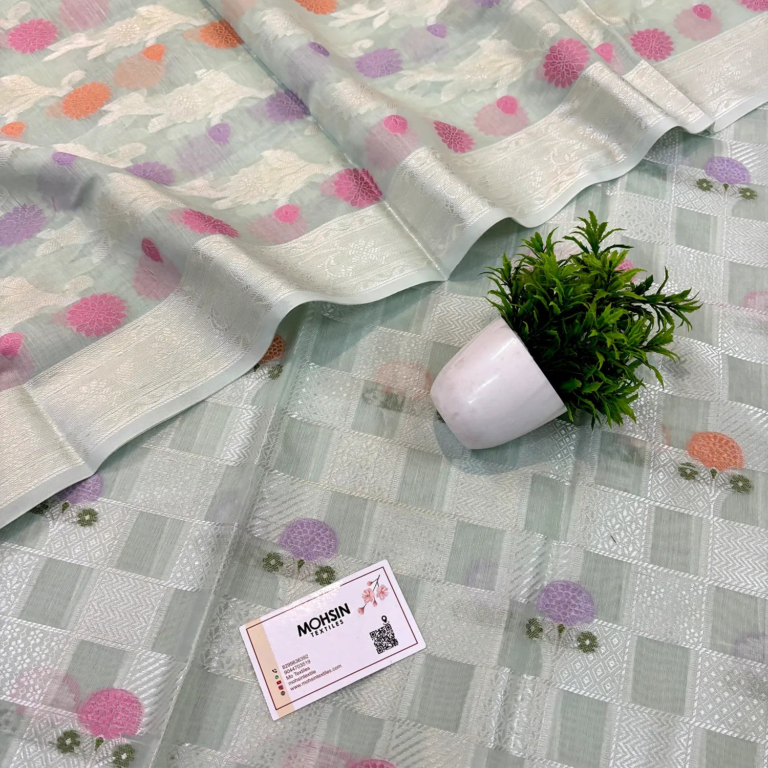 Mint Green Resham Banarasi Silk Suit