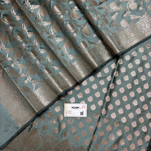 Mint Green Singhasan Buti Semi Katan Silk Banarasi Suit