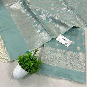 Mint Kiyari Satin Silk Banarasi Suit