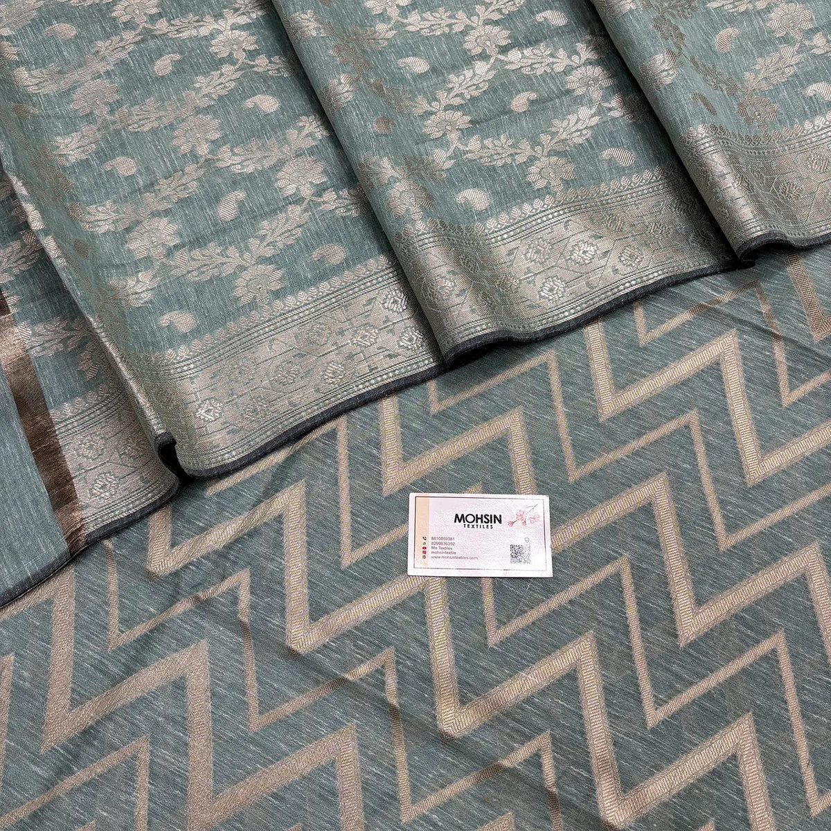Mint Linen Silk Banarasi Suit