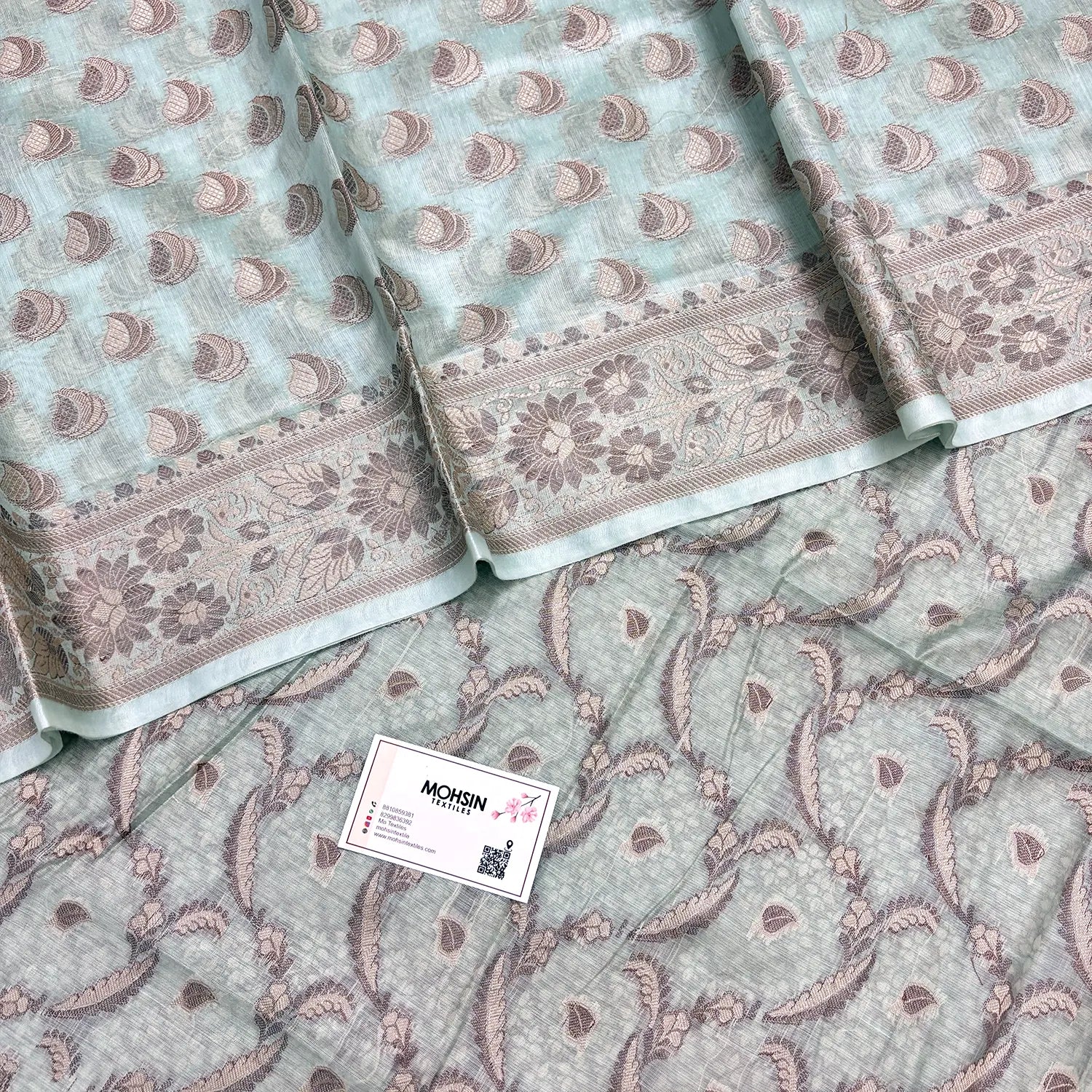 Mint Namo Ghat Cotton Silk Banarasi Suit