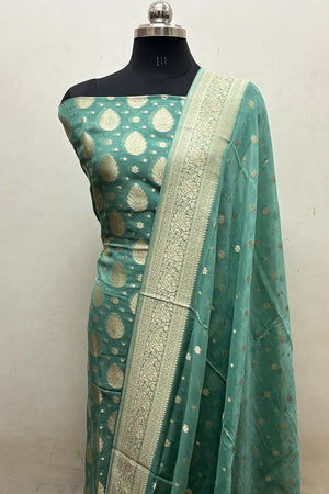 Mint Pure Viscose Georgette Banarasi Suit