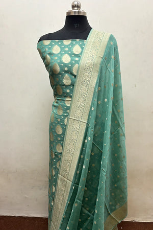 Mint Pure Viscose Georgette Banarasi Suit