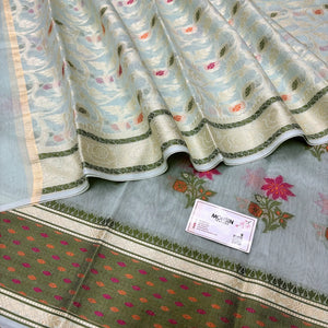 Mint Resham Banarasi Silk Suit