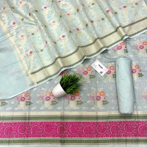 Mint Resham Banarasi Silk Suit