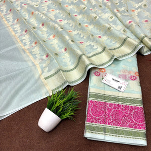 Mint Resham Banarasi Silk Suit