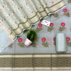 Mint Resham Banarasi Silk Suit