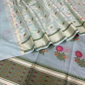 Mint Resham Banarasi Silk Suit