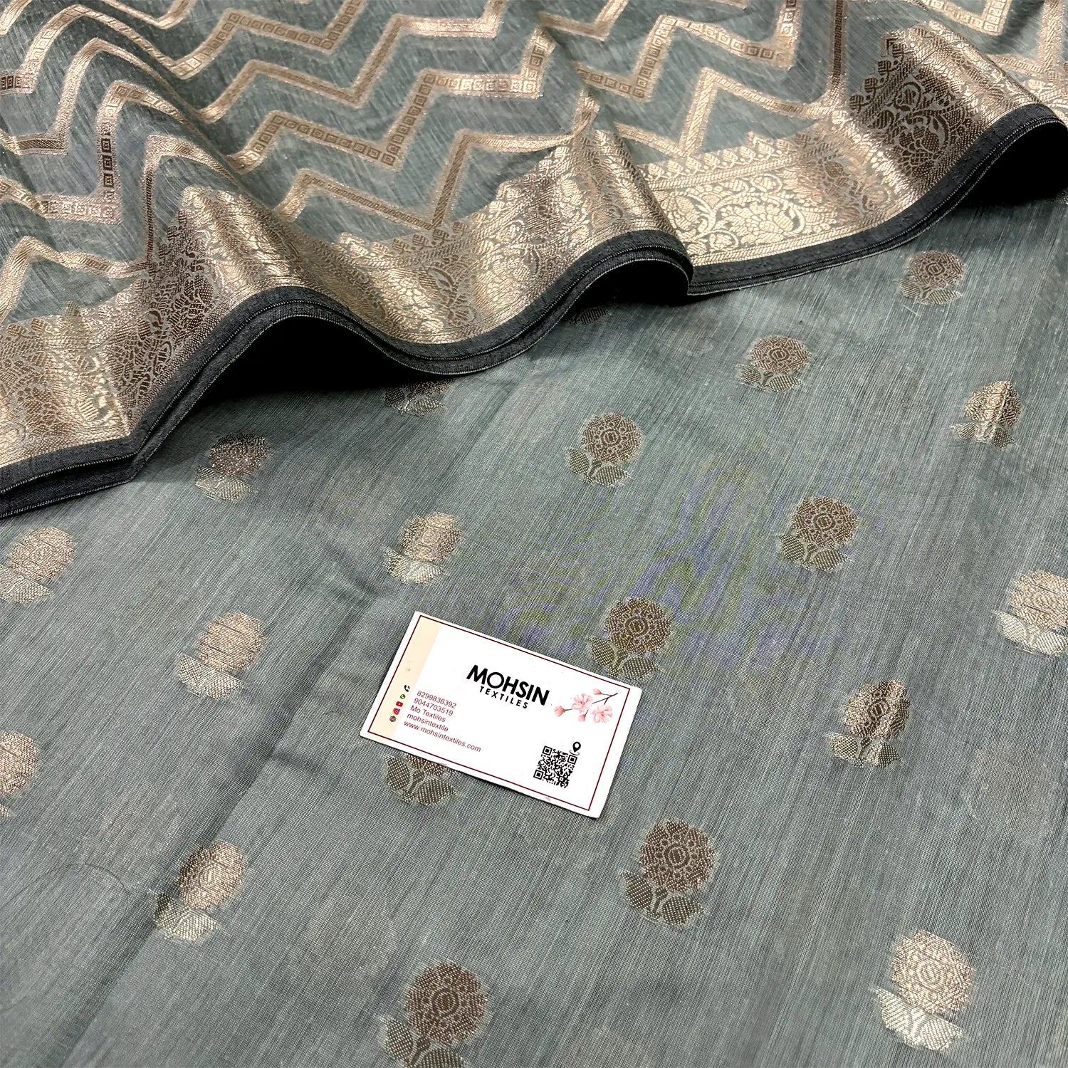 Mint Resham Banarasi Silk Suit