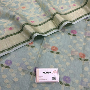 Mint Resham Banarasi Silk Suit