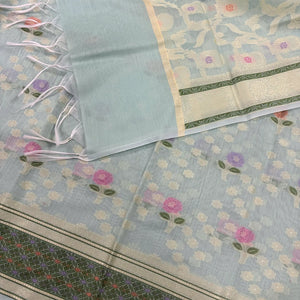 Mint Resham Banarasi Silk Suit