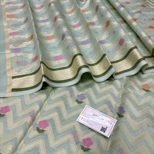 Mint Resham Banarasi Silk Suit
