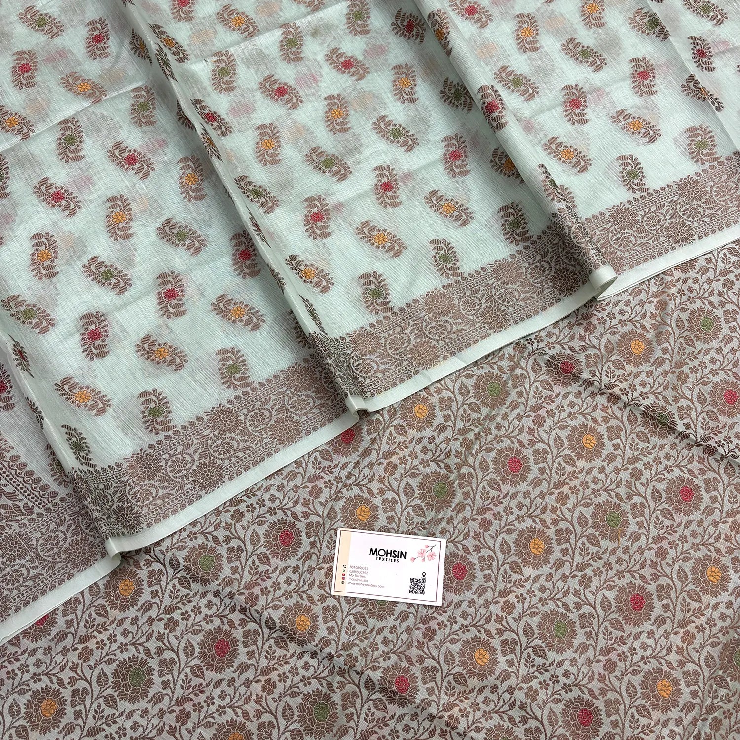 Mint Resham Banarasi Silk Suit