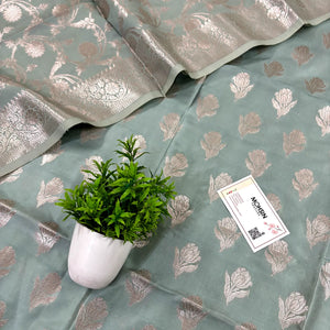 Mint Singhasan Vilas Satin Silk Banarasi Suit