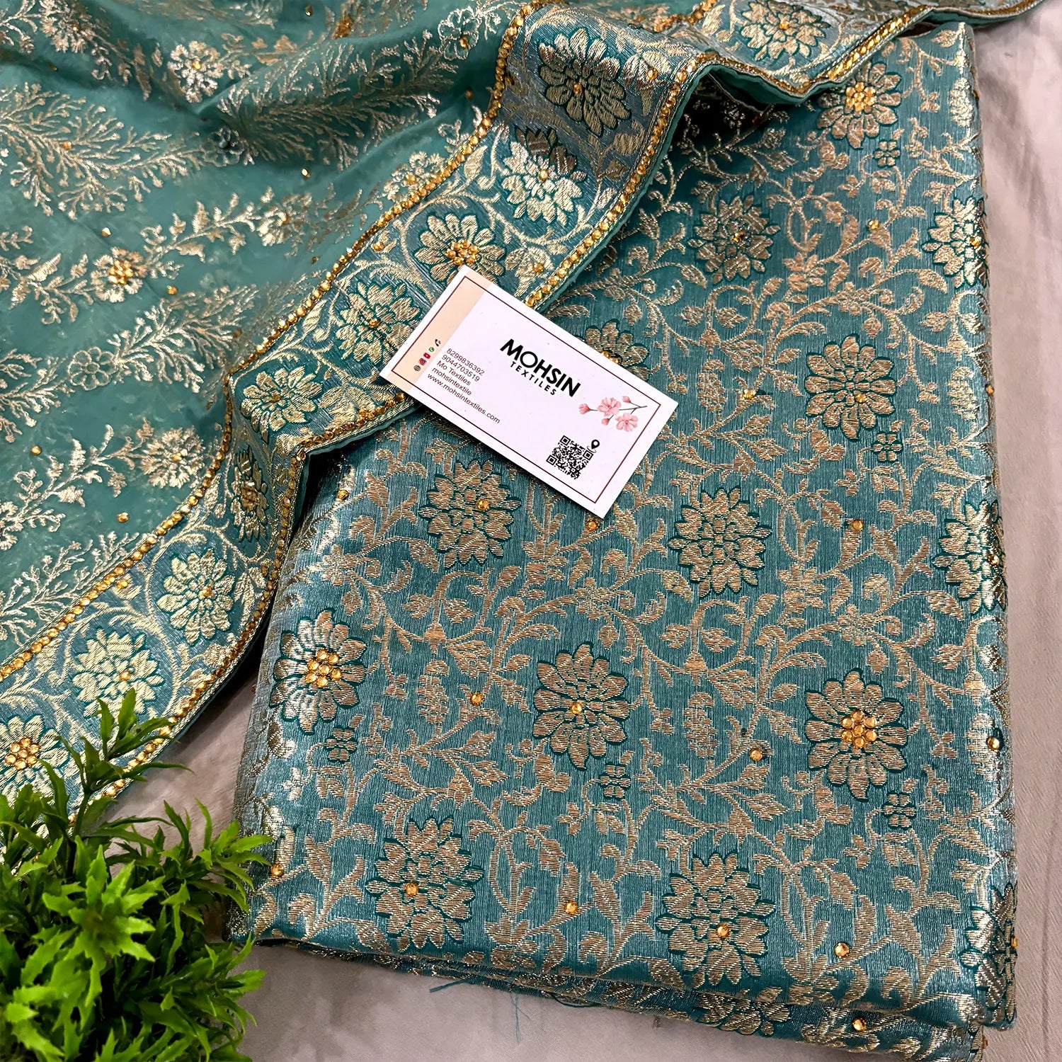 Mint Stone Work Kimkhab Silk Banarasi Gharara