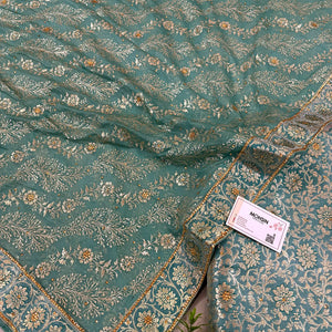 Mint Stone Work Kimkhab Silk Banarasi Gharara