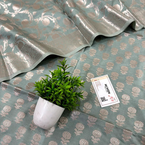 Mint Sunflower Satin Silk Banarasi Suit