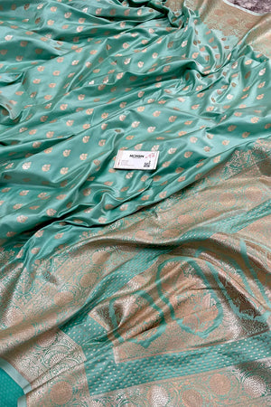 Mint Zari Katan Silk Banarasi Saree