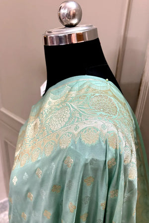 Mint Zari Katan Silk Banarasi Saree