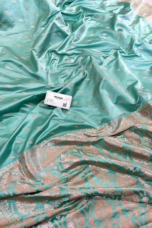 Mint Zari Katan Silk Banarasi Saree