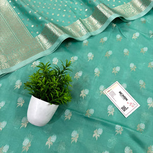 Mint Zari Katan Silk Banarasi Suit