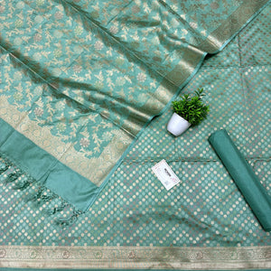 Mint Zari Katan Silk Banarasi Suit
