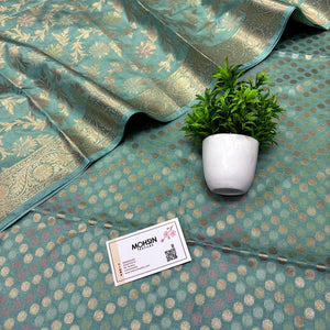 Mint Zari Katan Silk Banarasi Suit
