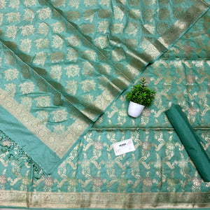 Mint Zari Katan Silk Banarasi Suit
