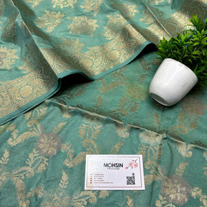 Mint Zari Katan Silk Banarasi Suit