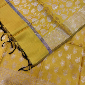 Mustard Chirag Buti Satin Silk Banarasi Suit