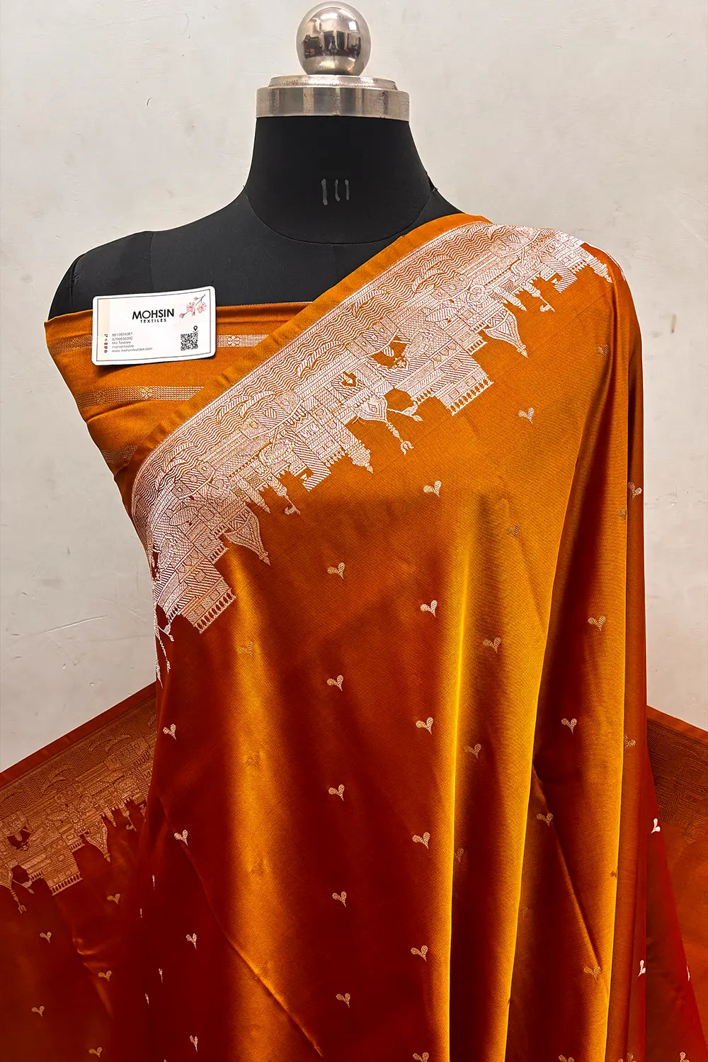 Mustard Garhwa Ghat Katan Silk Banarasi Saree