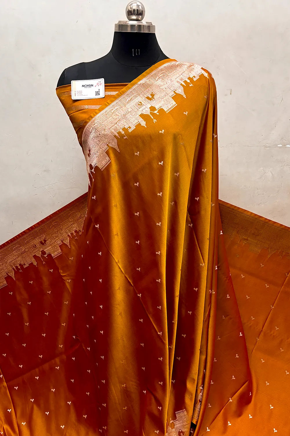 Mustard Garhwa Ghat Katan Silk Banarasi Saree
