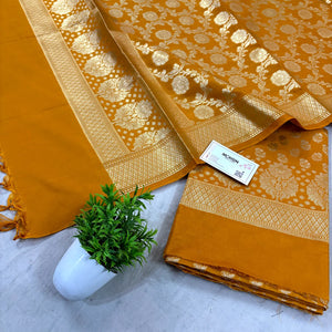 Mustard Guldaan Fool Katan Silk Banarasi Suit