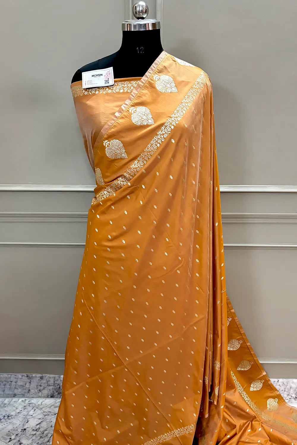 Mustard Hukum Buti Katan Silk Banarasi Saree