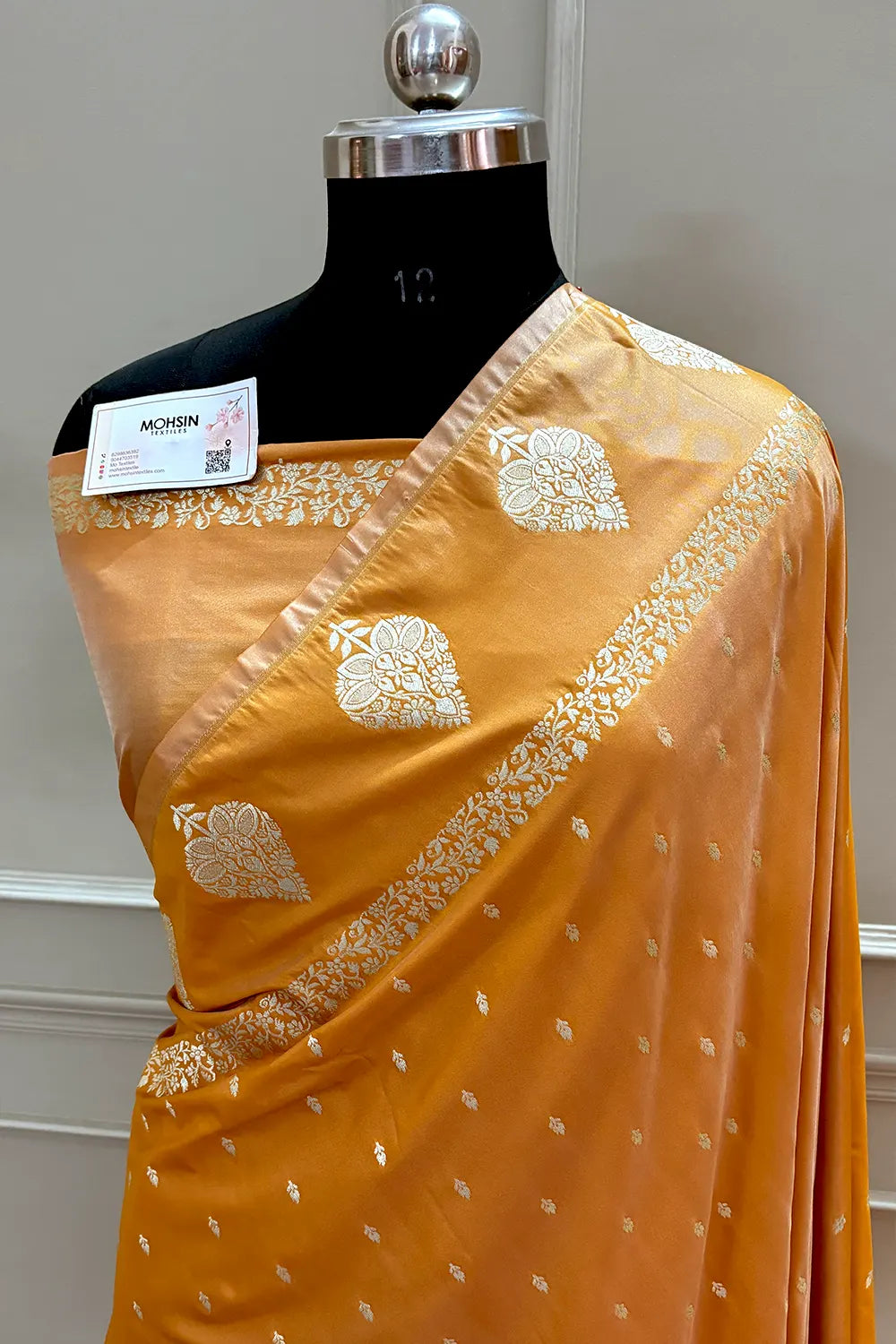 Mustard Hukum Buti Katan Silk Banarasi Saree