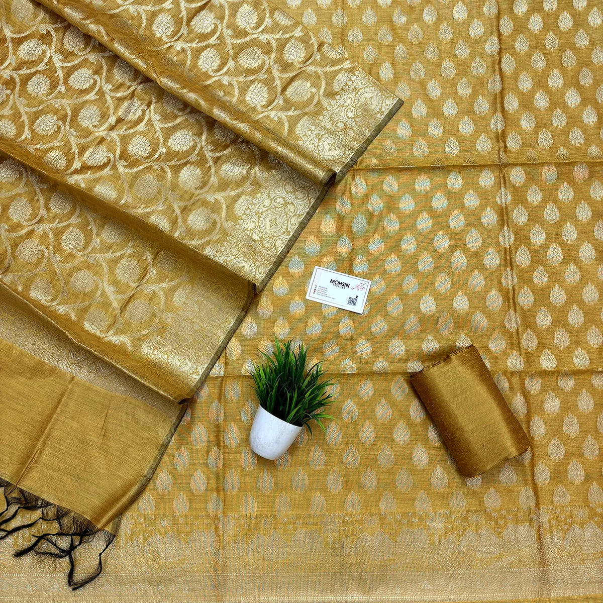 Mustard Kashi Sunrise Banarasi Silk Suit