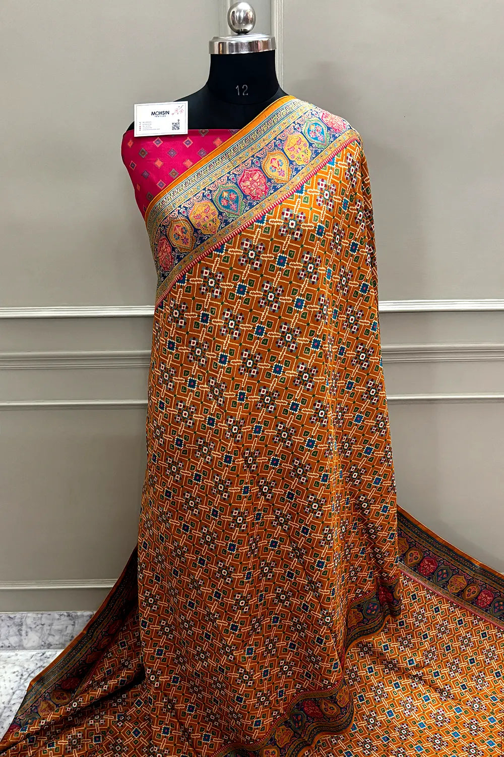 Mustard Pashmina Pure Viscose Georgette Silk Banarasi Saree