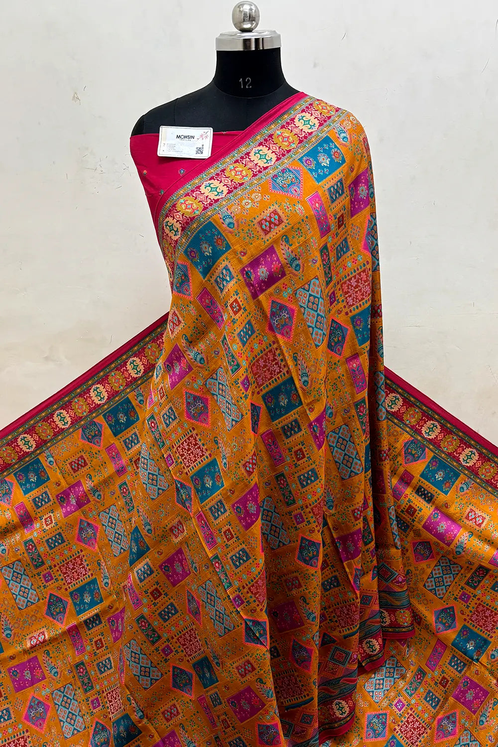 Mustard Pashmina Pure Viscose Georgette Silk Banarasi Saree