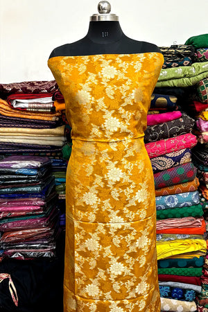 Mustard Pure Viscose Georgette Banarasi Suit